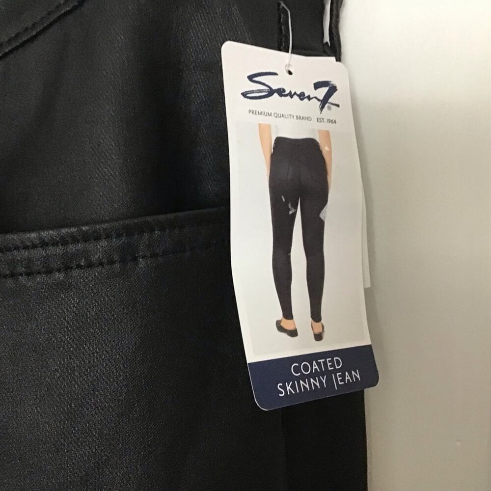 NWT Seven7 Matte Black Coated Skinny Jeans 14 12 10 - Picture 5 of 14